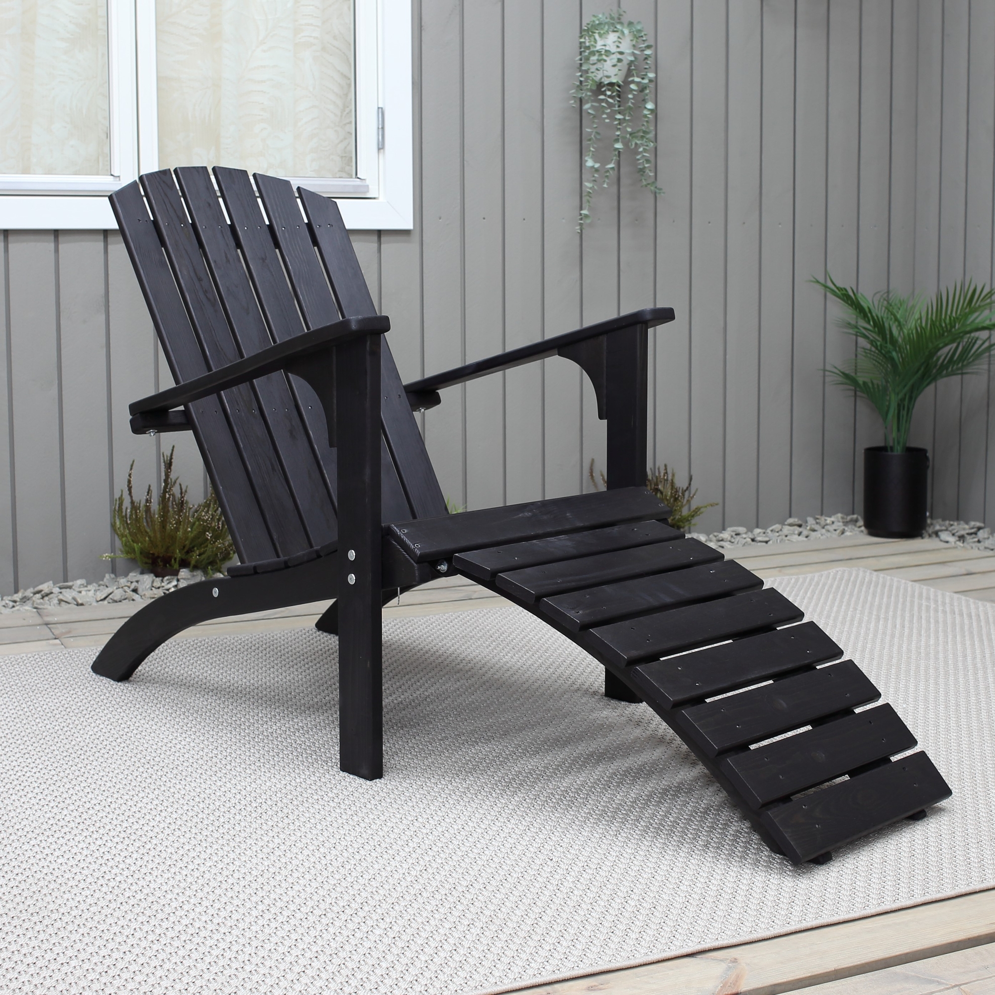 Kungshamn Liegestuhl mit Fußstütze - Schwarz Kungshamn Liegestuhl mit Fußstütze - Schwarz
