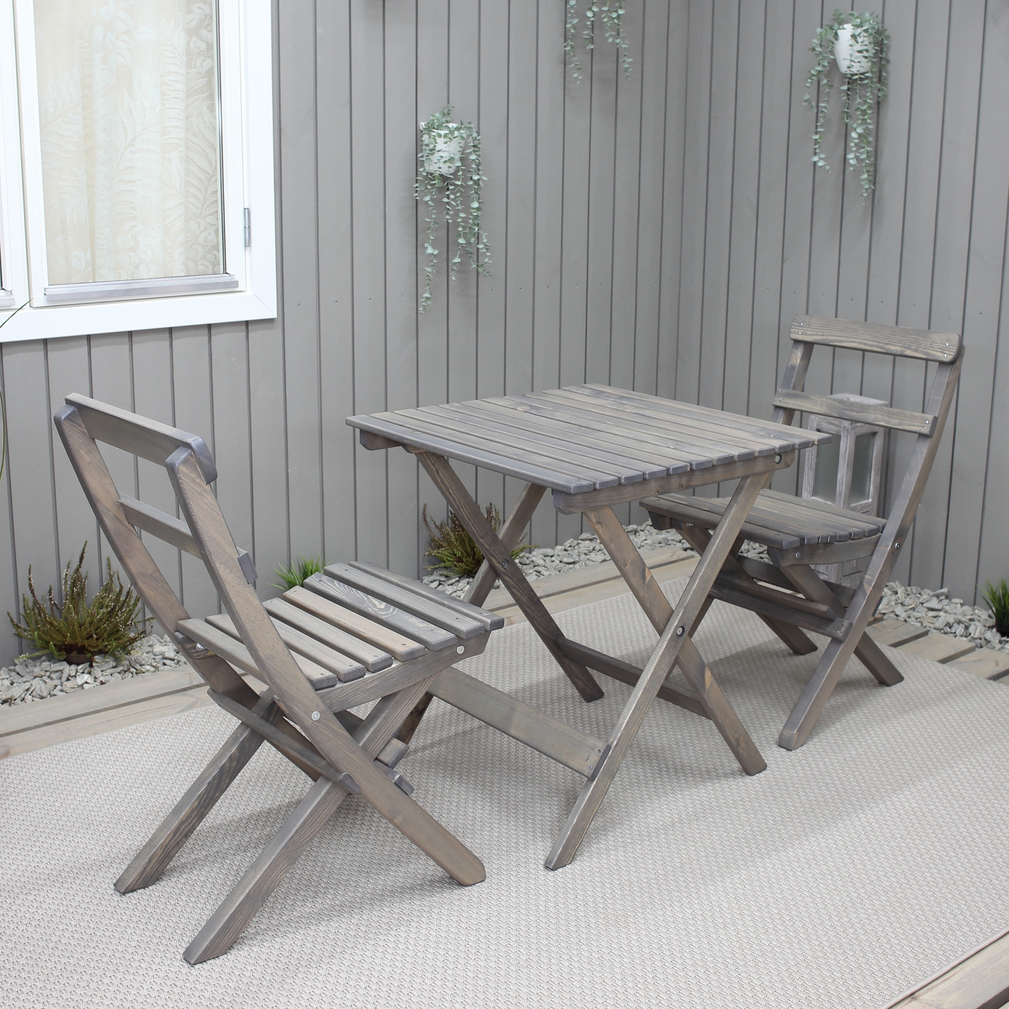 Wilma Outdoor-Gruppentisch 65 x 65 cm inkl. 2 Knohult-St�hlen - Grau