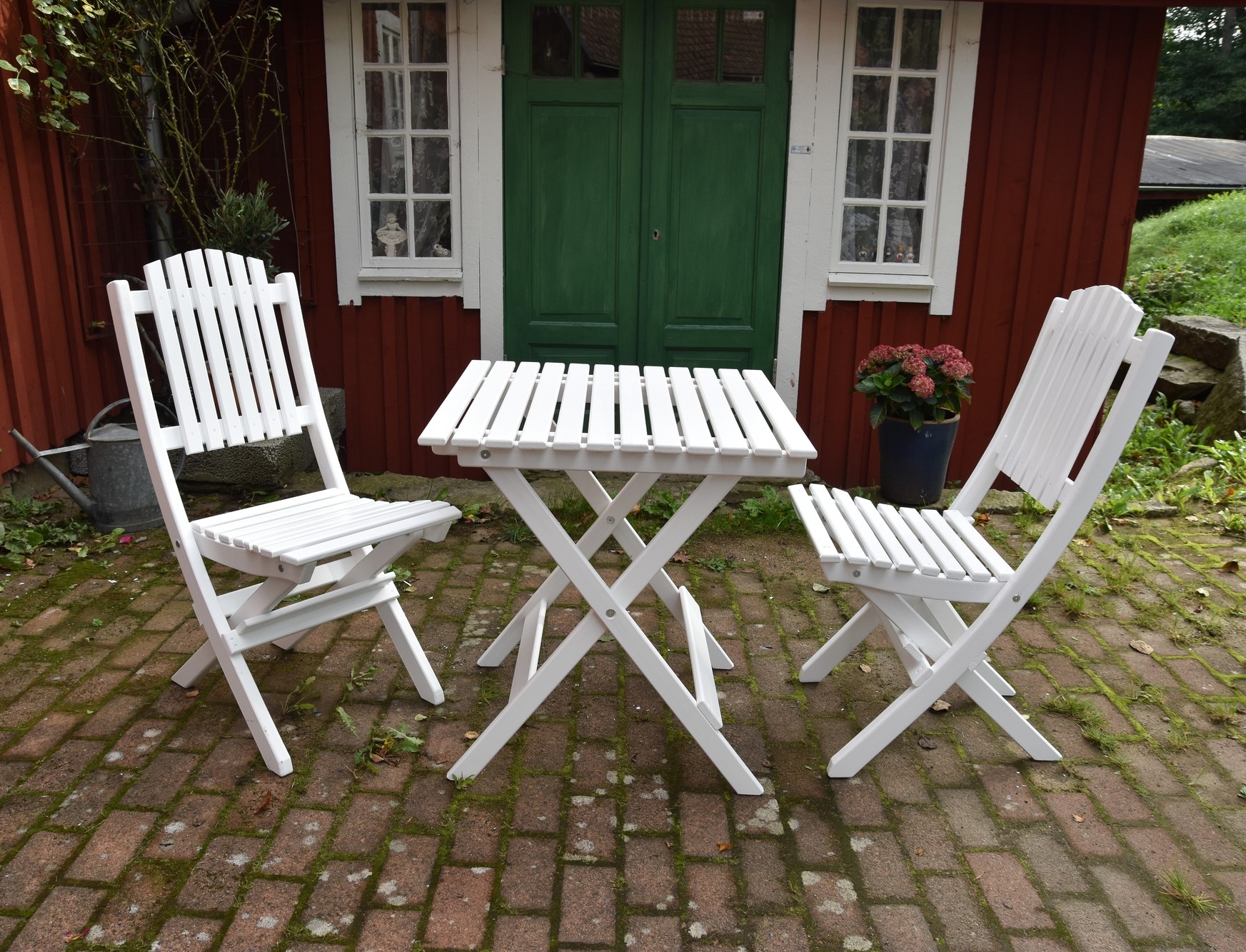 Br�nn� Outdoor-Gruppentisch 65 x 65 cm inkl. 2 Visby St�hlen - Wei�