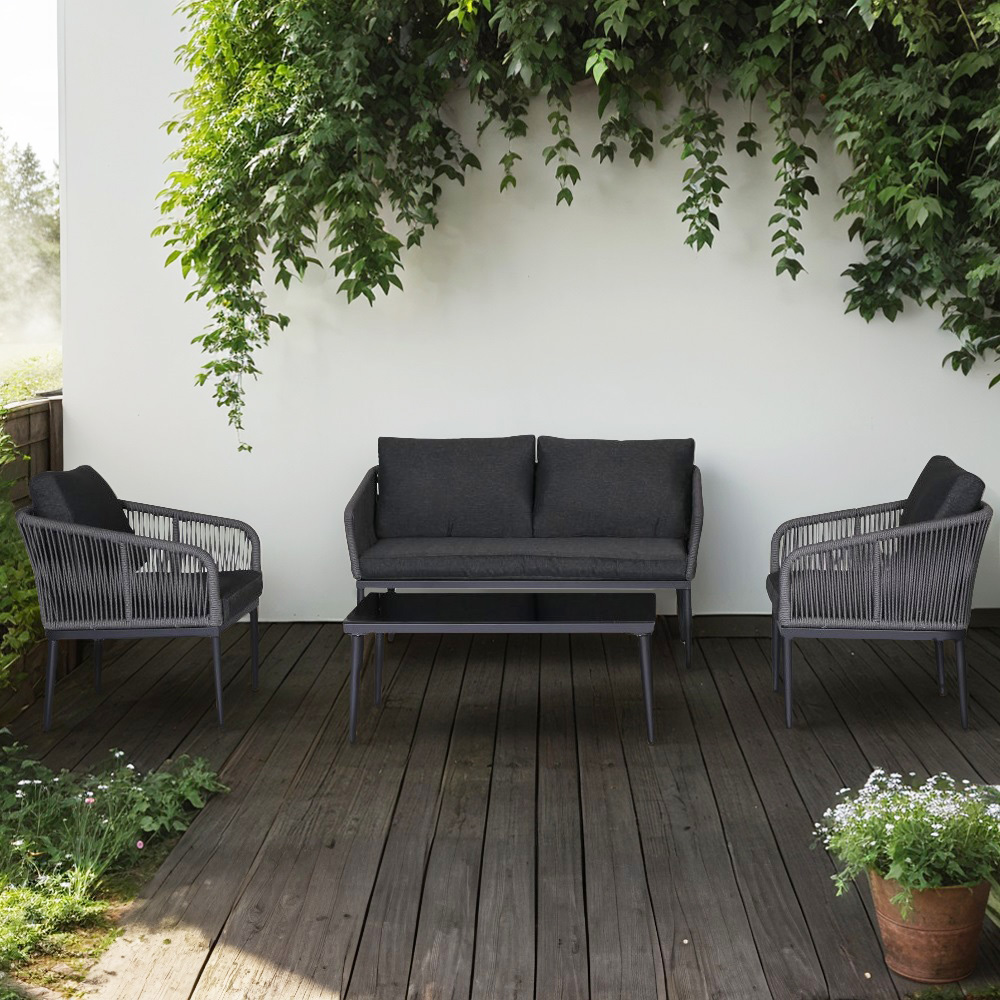 Molde Loungegruppe mit Tisch - Schwarz/graues Seil