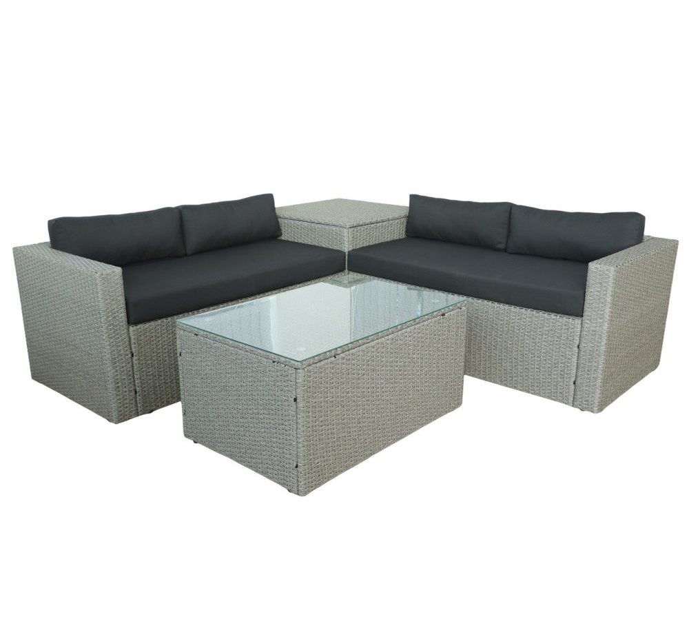 Orlando Lounge-Set aus k�nstlichem Rattan - Grau + M�belreinigung