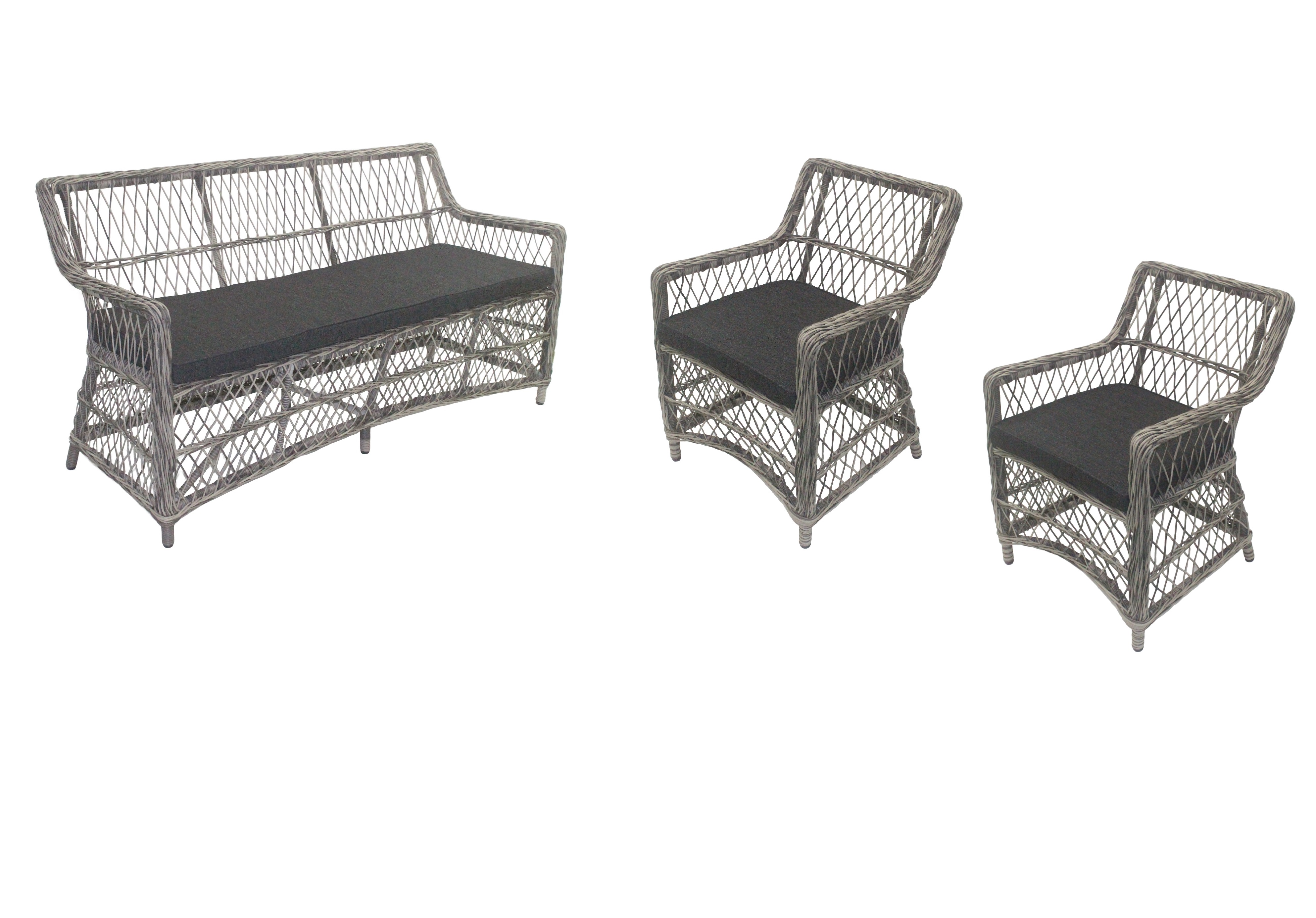 Provence Gartengruppe aus Kunstrattan, Sofa inklusive 2 Sesseln � Zement