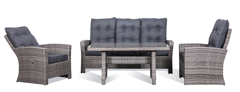 Orlando Outdoor-M�belgruppe, verstellbare Sessel mit hoher R�ckenlehne - Grau/Beige