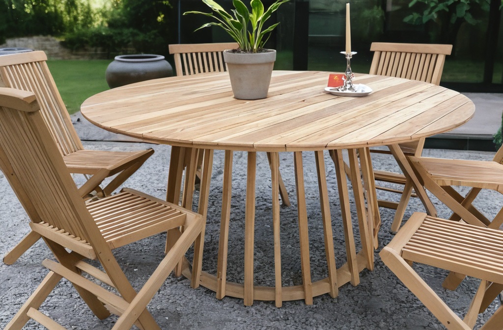 Salt� runder konisch geformter Esstisch D150 cm - Teak