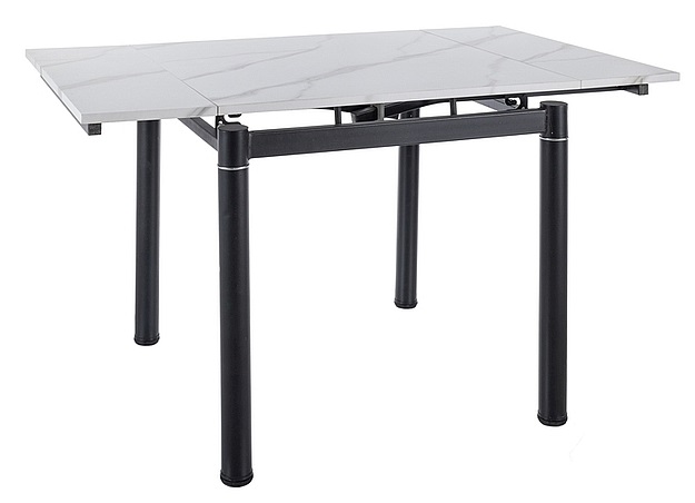 Dayana 80-131 cm Esstisch - wei�er Marmor / Schwarz