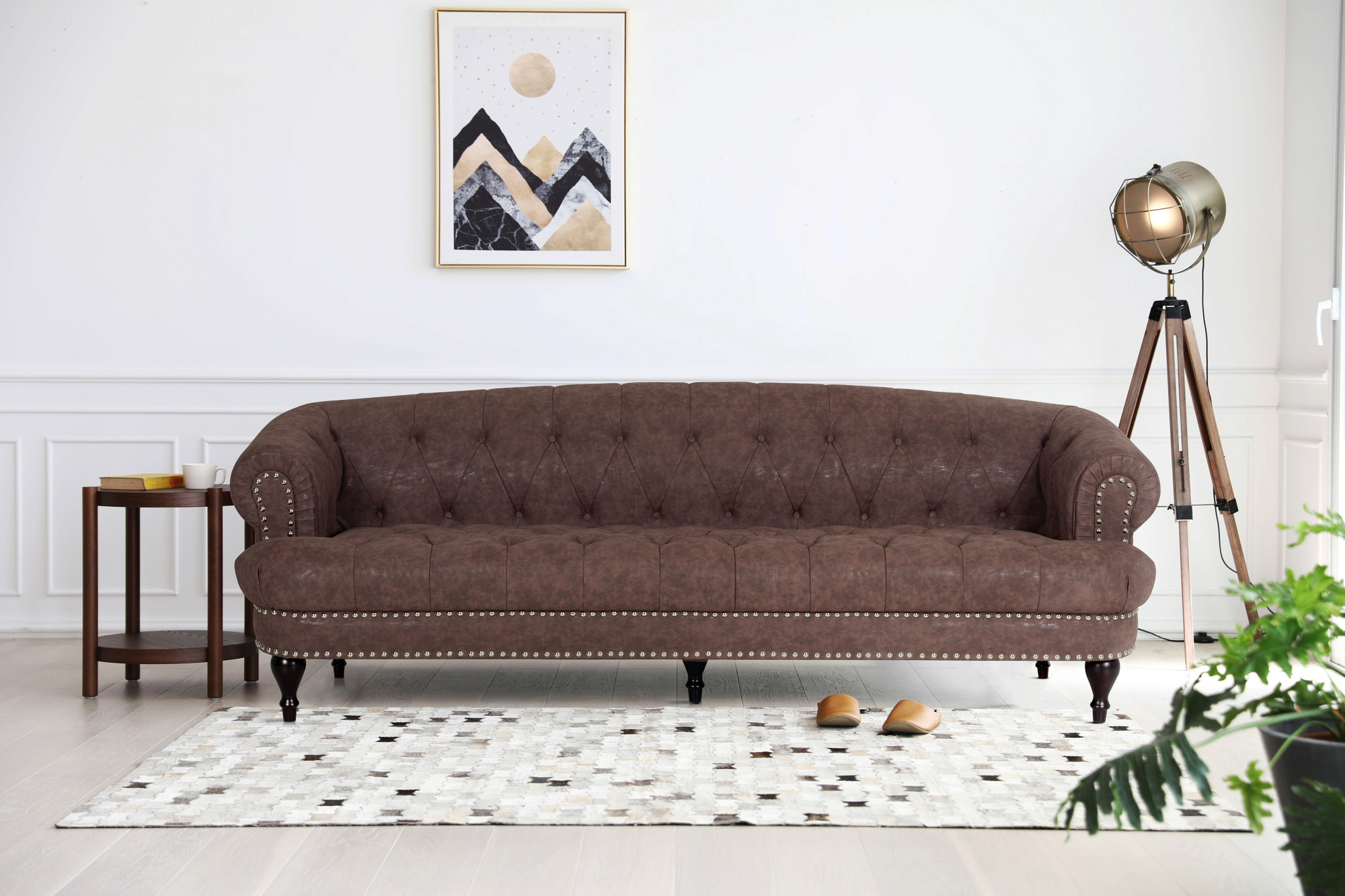 Sofa Chesterfield 3-Sitzer Sofa in Braun