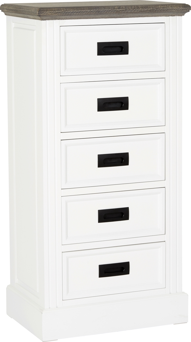 Malou Hochkommode mit Stauraum - Weiß / Braun grau Malou Hochkommode mit Stauraum - Weiß / Braun grau