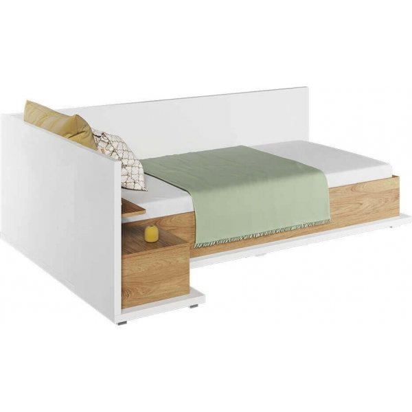 Simi Bett links 90 x 200 cm - Wei/Hickory