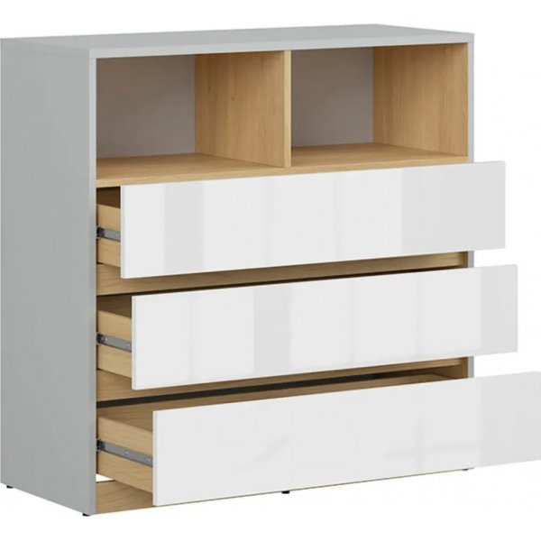 Nandu Kommode - Grau/Eiche/Weiß Nandu Kommode - Grau/Eiche/Weiß