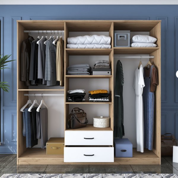 Bardo Kleiderschrank 210 x 51,5 x 210 cm - Walnuss/Wei�