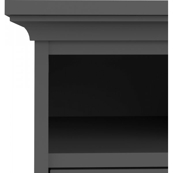 Paris schmaler Nachttisch mit 2 Schubladen und 1 offenem Fach - Grau