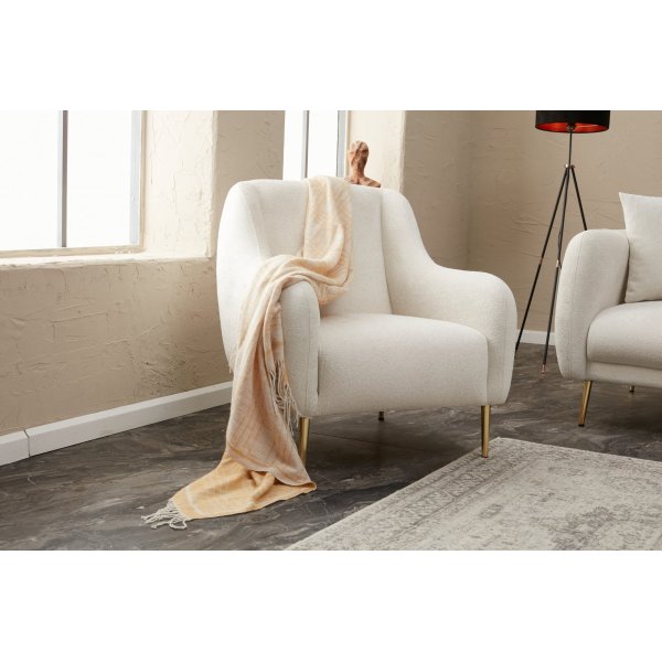 Sessel Simena - Cremeweiß/Gold Sessel Simena - Cremeweiß/Gold