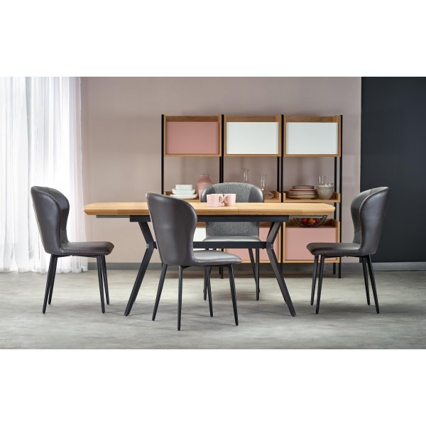 Assis Esstisch 140-180 x 80 cm - Eiche/schwarz