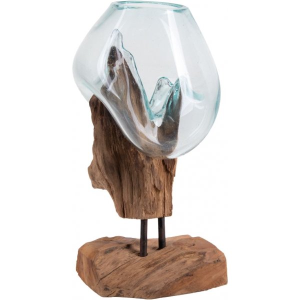 San Marino Wassertropfenvase - Teak/Glas - 25 cm