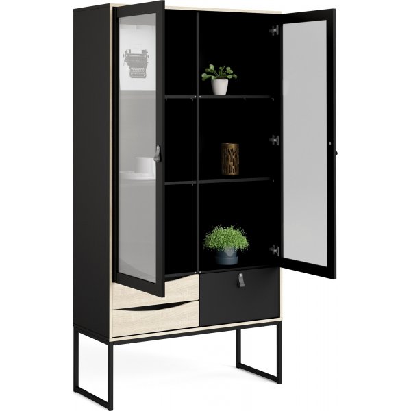 Stoppelvitrine - Schwarz/Eiche