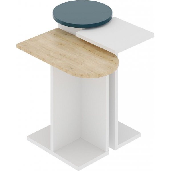 Mund Tisch 51 x 13 cm - Weiß/Eiche/Türkis Mund Tisch 51 x 13 cm - Weiß/Eiche/Türkis