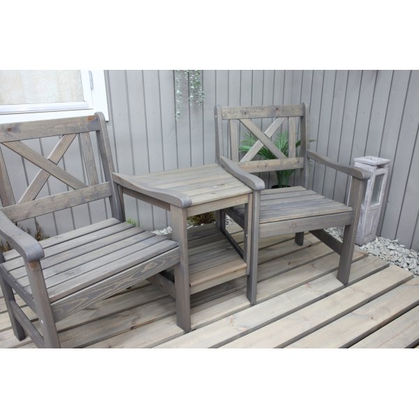 Europe Gartenbank mit Zwischentisch - Loveseat - Grau