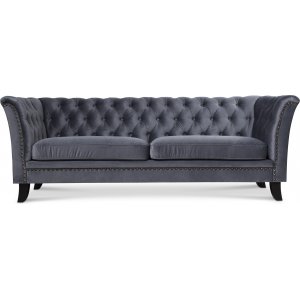 Milton Chesterfield 3-Sitzer Sofa - Grauer Samt