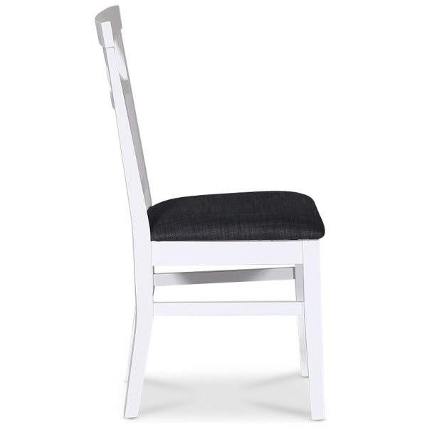 Stuhl mit Kreuz auf der Rckenlehne, graue Sitzflche - Skagen + Mbelfe