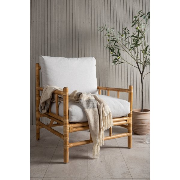 Sessel aus Rohrgeflecht - Hellgrau/Natur Sessel aus Rohrgeflecht - Hellgrau/Natur