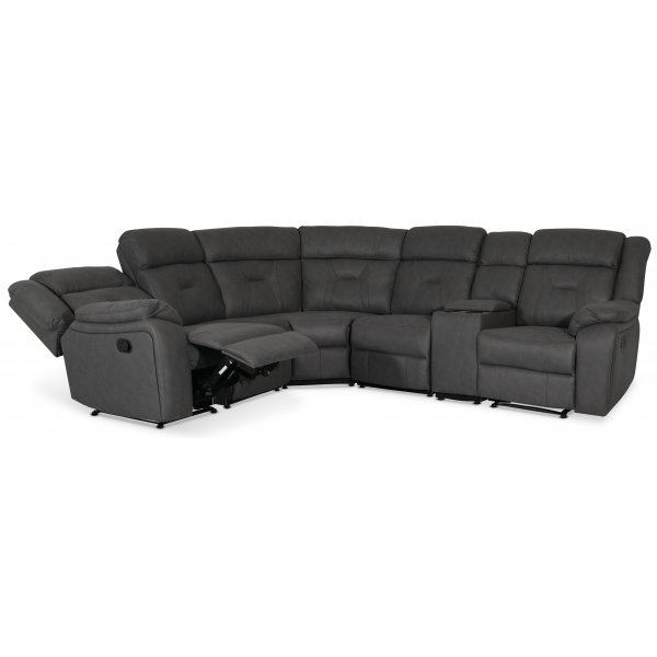 Manhattan Ecksofa - Relaxsessel und Getrnkehalter - Graues PU + Mbelreinigung