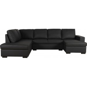 Solna U-Sofa aus schwarzem PU A3D