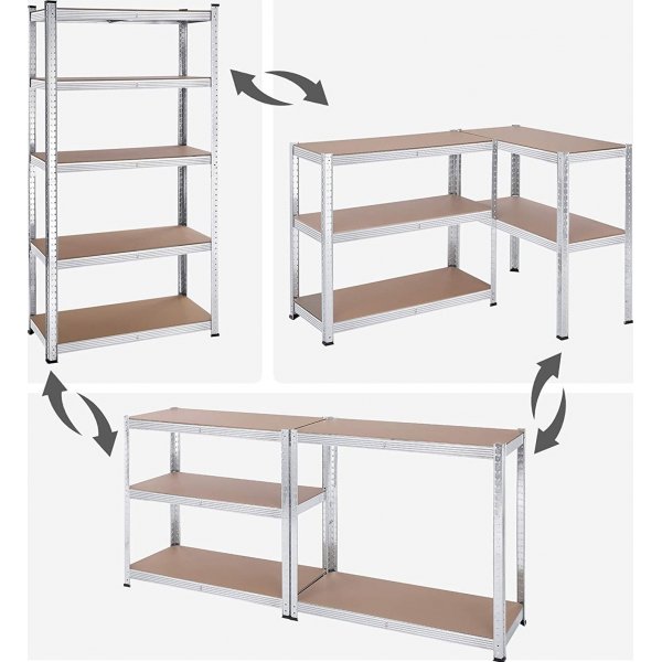 Galore Regal 180 cm, 2er-Pack - Silber/Beige