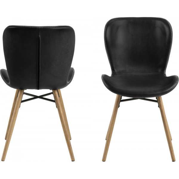 Batilda Esszimmerstuhl - Schwarzes PU/Eiche Batilda Esszimmerstuhl - Schwarzes PU/Eiche