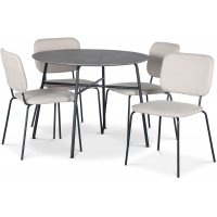 Tufta Essgruppe Ø100 cm Tisch in Betonimitation + 4 Lokrume beige Stühle Tufta Essgruppe Ø100 cm Tisch in Betonimitation + 4 Lokrume beige Stühle