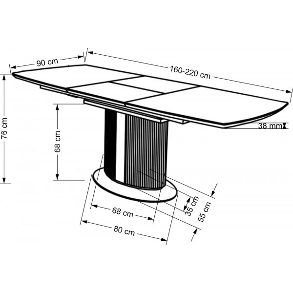 Dancan Esstisch 160-220 x 90 cm - Weißer Marmor/Grau Dancan Esstisch 160-220 x 90 cm - Weißer Marmor/Grau