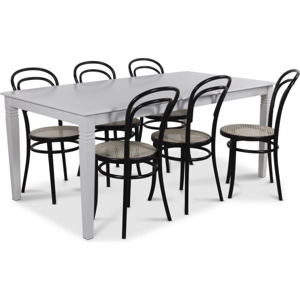 Mellby Esszimmergruppe 180 cm Tisch mit 6 Thonet Esszimmersthlen
