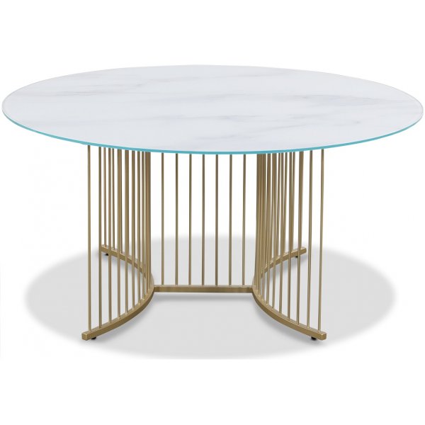 Tiffany Falcon Couchtisch - Messing / Weies Marmorglas