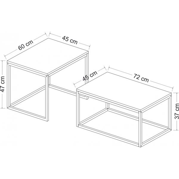 Spieltisch 60/72 x 47/37 cm - Schwarz