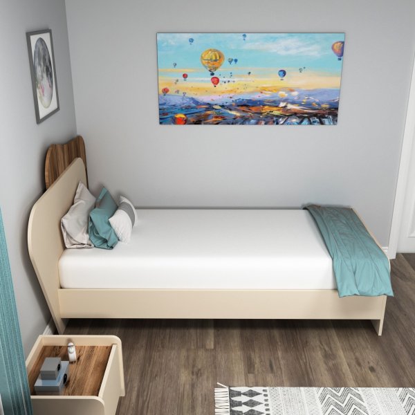 Suave Einzelbett 190 x 120 cm - Walnuss/Beige