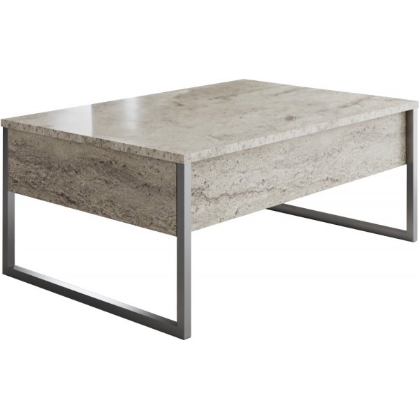 Lux Couchtisch 90 x 60 cm - Travertin/Silber