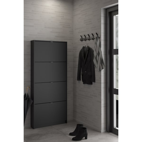 Schuhschrank mit 4 Fchern - Schwarz
