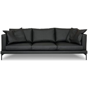 York 3-Sitzer-Sofa aus schwarzem Leder