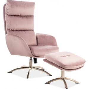 Monroe-Sessel mit Fuhocker aus rosa Samt