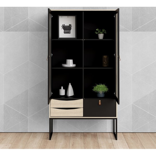 Stoppelvitrine - Schwarz/Eiche