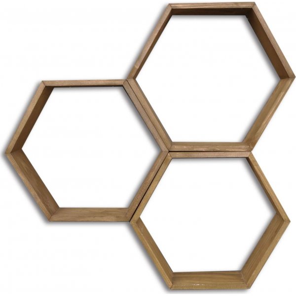 Hex Wandregal - Nussbaum