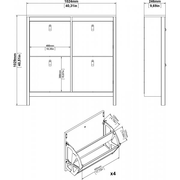 Schuhschrank Madrid - Schwarz Schuhschrank Madrid - Schwarz
