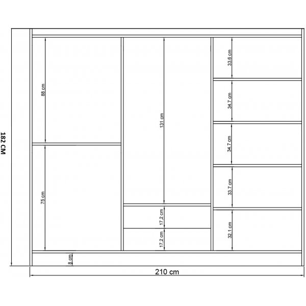 Inci Kleiderschrank 210 x 50 x 182 cm - Wei�