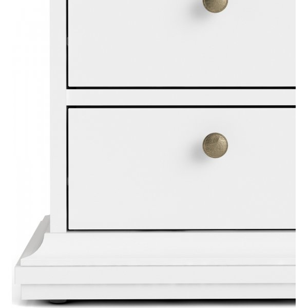 Paris schmaler Nachttisch mit 2 Schubladen und 1 offenem Fach - Wei