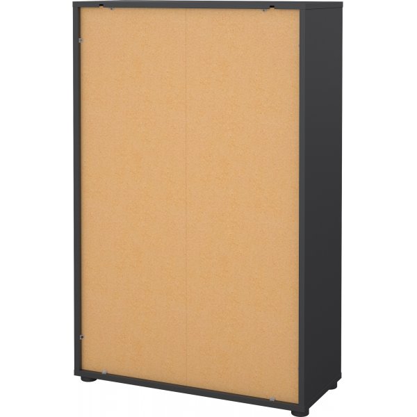 Niedriges Sign-B�cherregal mit T�ren - Mattgrau/Hickory