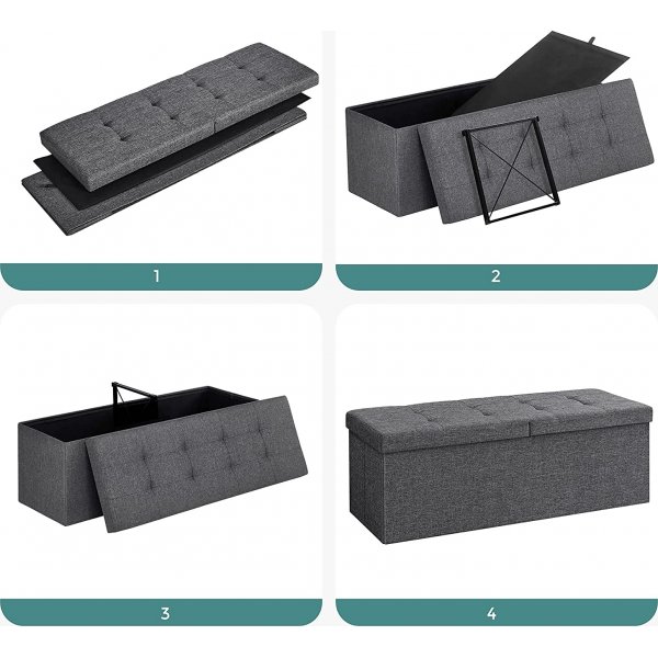 Idris Bank mit Stauraum 110 cm - Dunkelgrau Idris Bank mit Stauraum 110 cm - Dunkelgrau