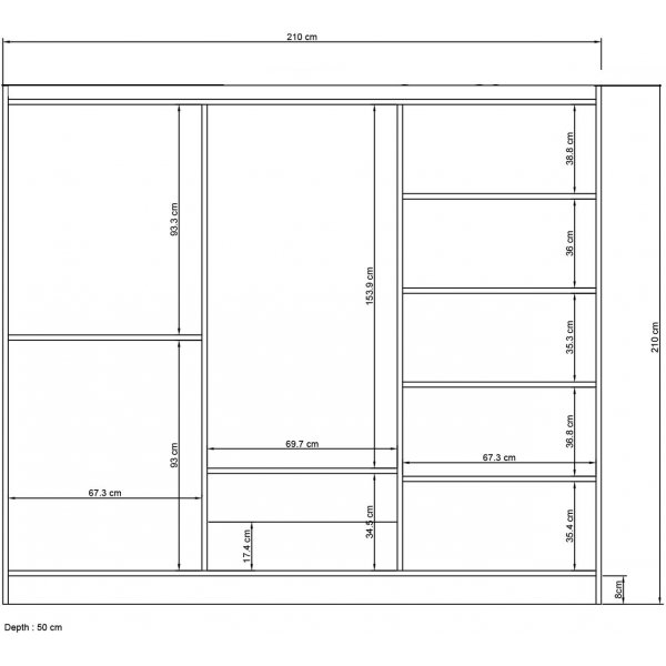 Henna-Kleiderschrank 210 x 50 x 210 cm - Weiß Henna-Kleiderschrank 210 x 50 x 210 cm - Weiß