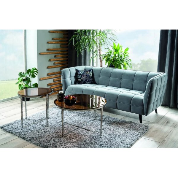 Kristall-Couchtisch Ø80 cm - Bernstein/Chrom Kristall-Couchtisch Ø80 cm - Bernstein/Chrom