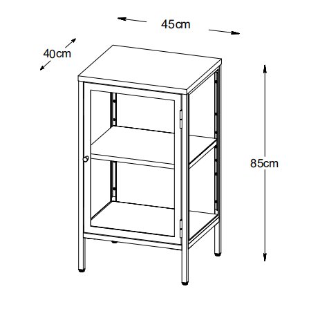 Schwarzer Nachttisch Toddy, 85 cm hoch, rechts