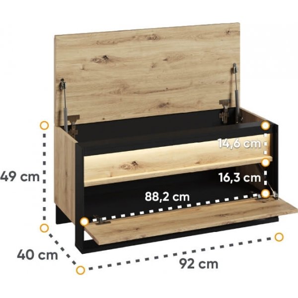 Quant Dielenbank 92 cm - Artisan-Eiche/Schwarz