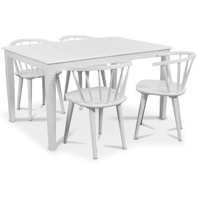 Mellby Essgruppe 140 cm Tisch mit 4 weien Fredrik Pinnstolar mit Rahmen - Wei